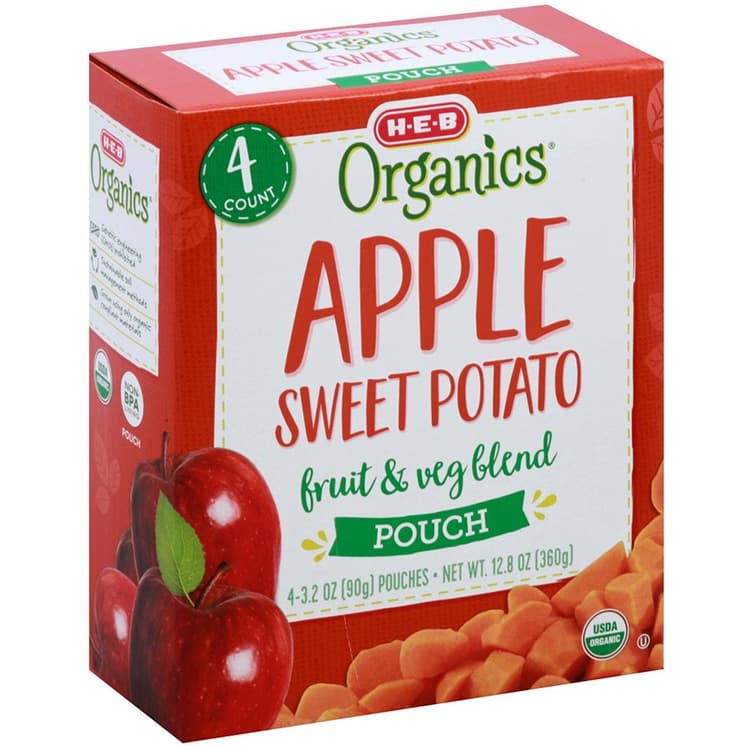 H-E-B Organics Blended Fruit & Veg Pouches – Apple Sweet Potato