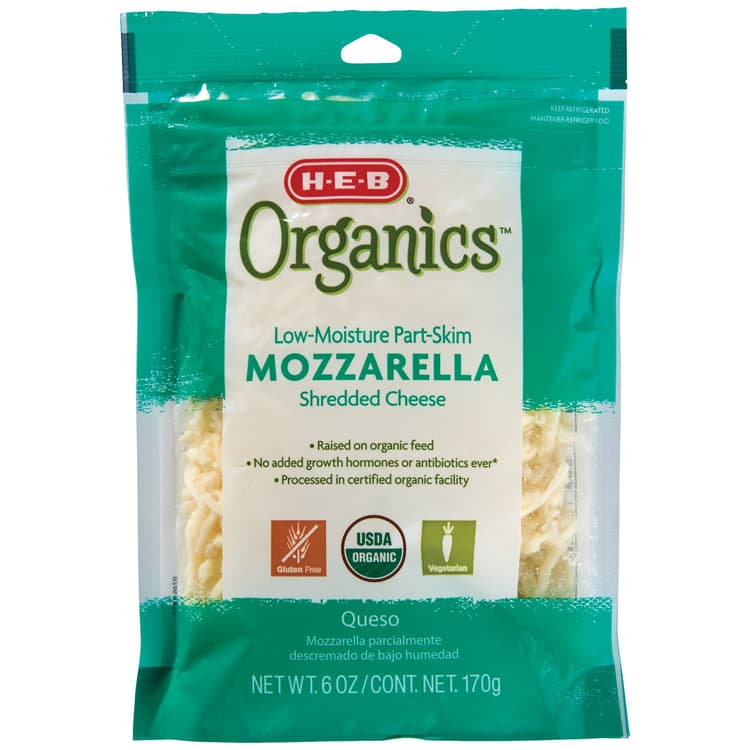 H-E-B Organics Low Moisture Part-Skim Mozzarella Shredded Cheese