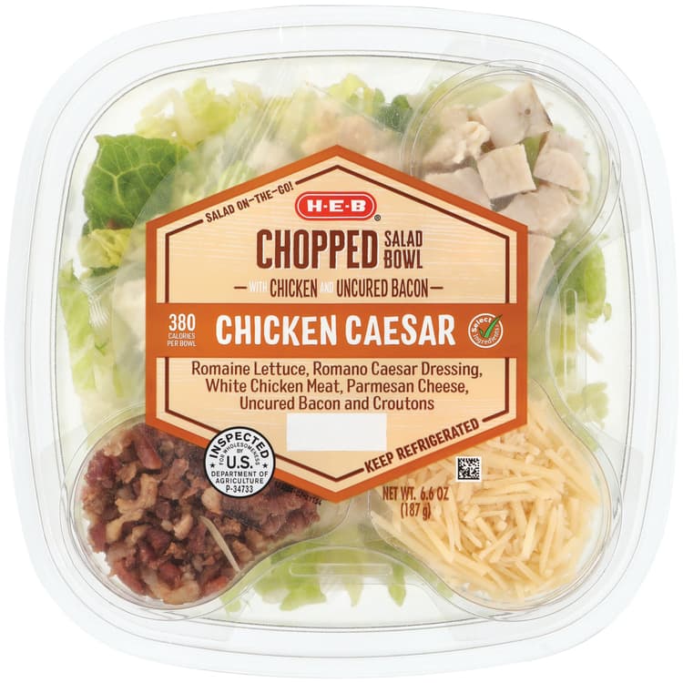 H-E-B Chopped Salad Bowl - Chicken Caesar With Uncured Bacon