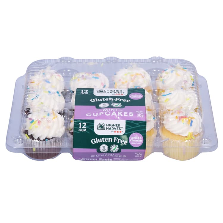 H-E-B Bakery Gluten Free Mini Vanilla & Chocolate Cupcakes