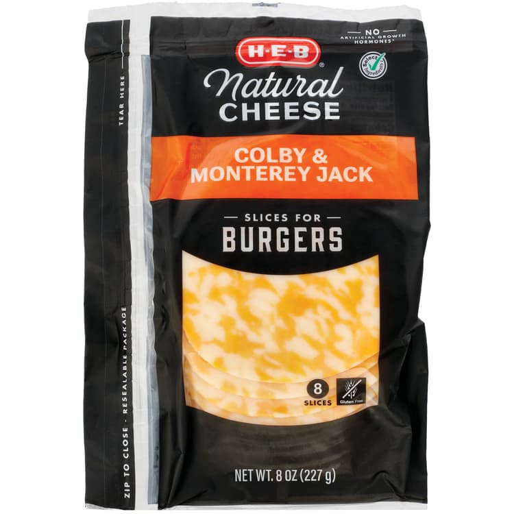 H-E-B Colby & Monterey Jack Sliced Cheese For Burgers