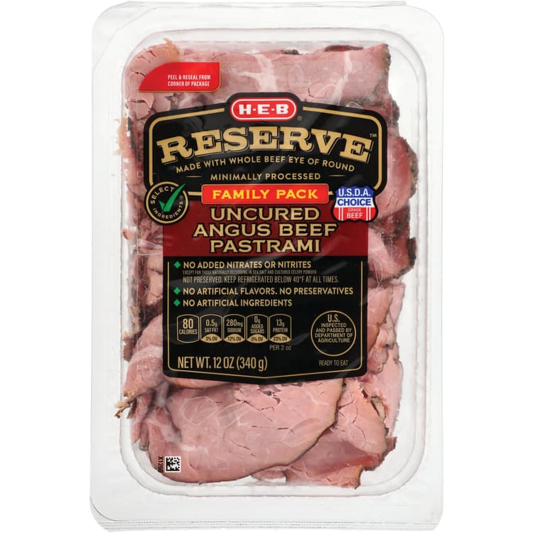 H-E-B Select Ingredients Reserve Angus Beef Pastrami Family