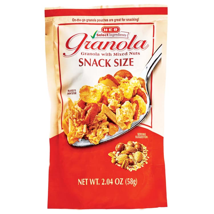 H-E-B Granola With Mixed Nuts - Snack Size