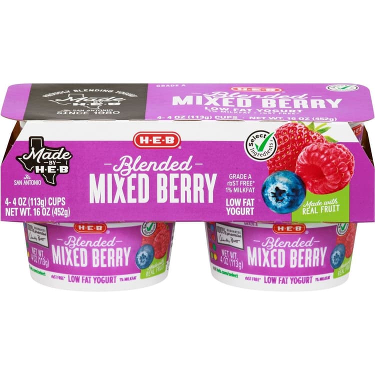 H-E-B Blended Low-Fat Mixed Berry Yogurt