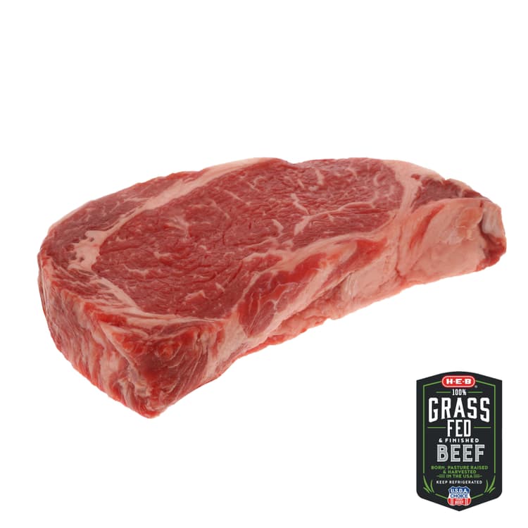 H-E-B Grass Fed Beef Ribeye Steak Boneless Thick, Usda Choice