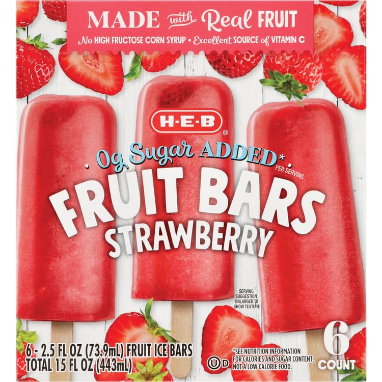 H-E-B Zero Sugar Added  Fruit Bars - Strawberry