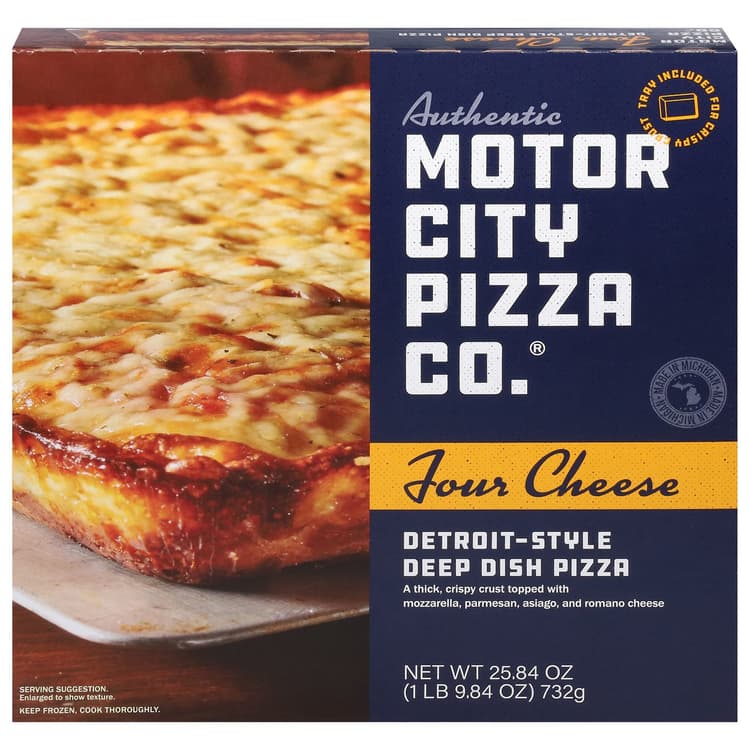 Authentic Motor City Pizza Co. Four Cheese Deep Dish Pizza