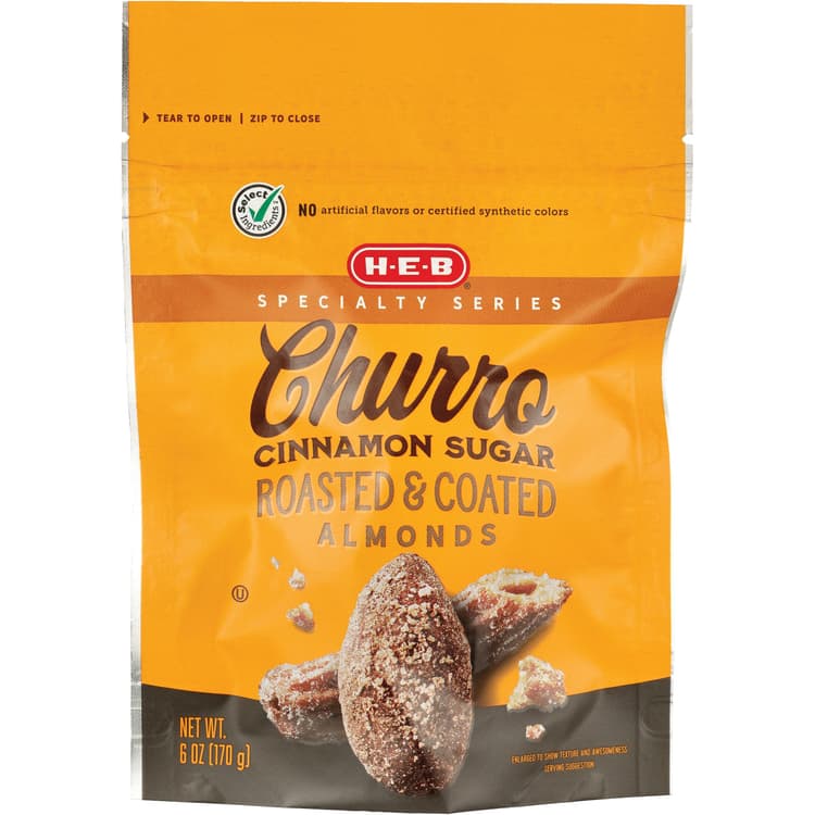 H-E-B Churro Cinnamon Sugar-Coated Roasted Blanched Almonds