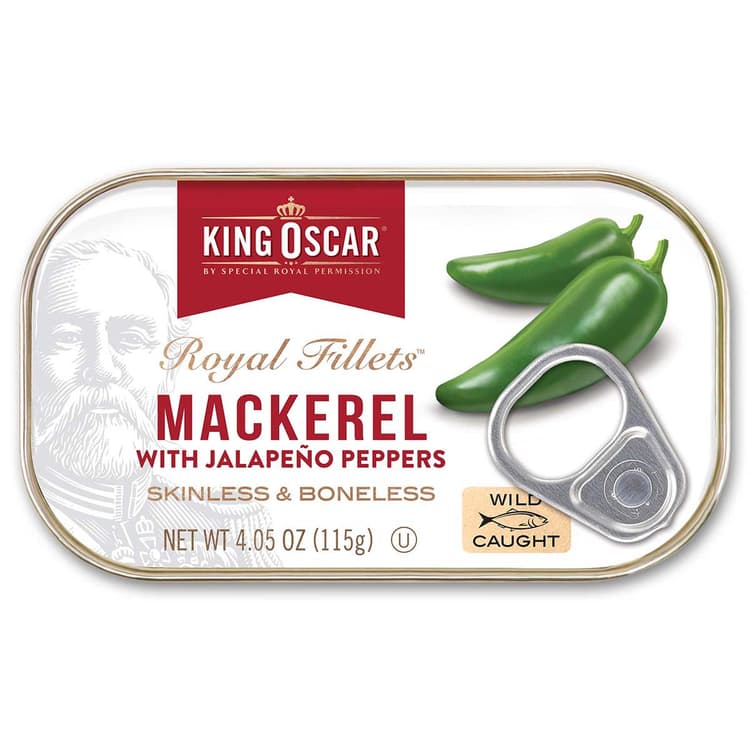 King Oscar Royal Fillets Mackerel Skinless & Boneless With Jalapeno Peppers