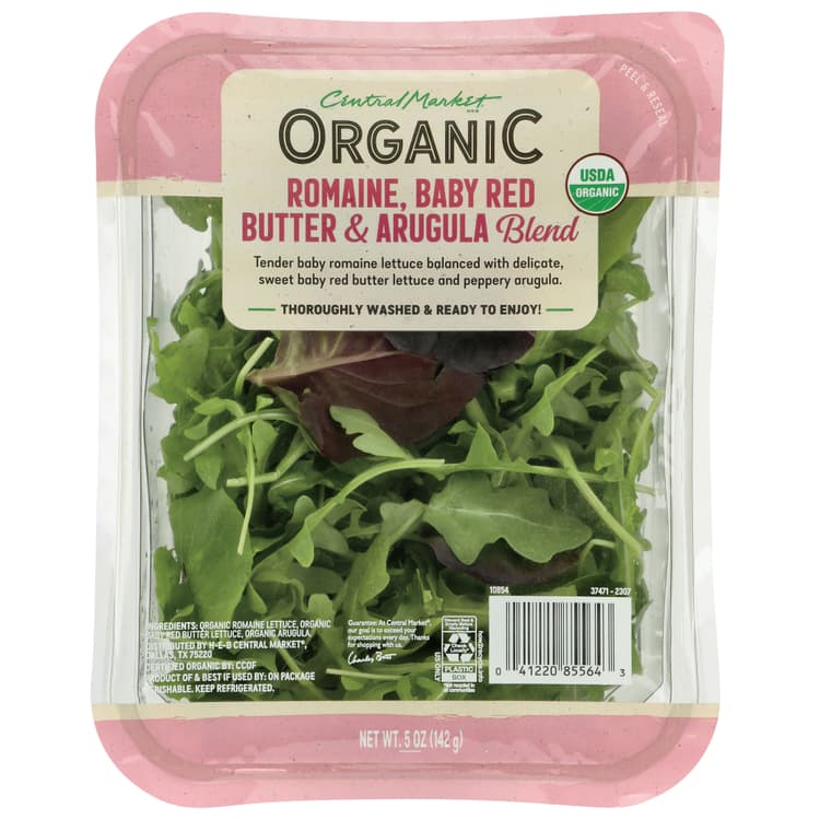 Central Market Organic Romaine, Baby Red Butter Lettuce & Arugula