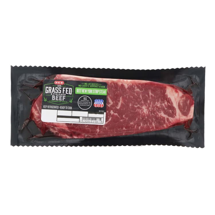 H-E-B Grass Fed & Finished Beef Boneless New York Strip Steak - Usda Choice