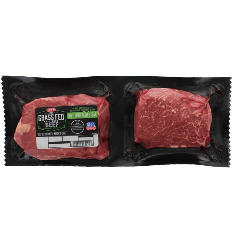 H-E-B Grass Fed & Finished Beef Tenderloin - Boneless, Extra Thick, Usda Choice