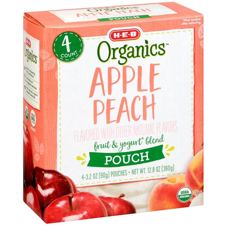 H-E-B Organics Apple Peach Yogurt Pouches