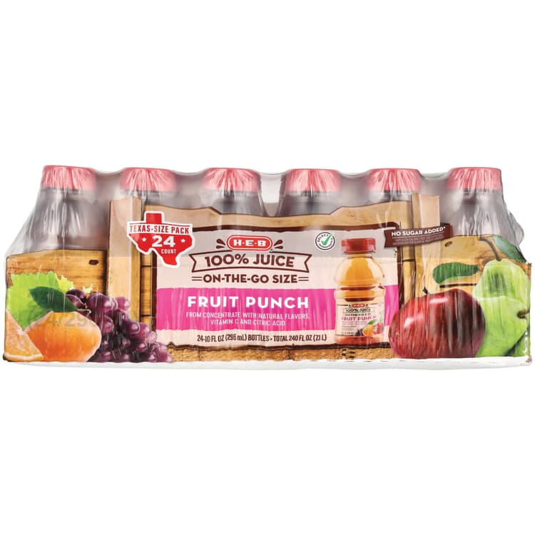 H-E-B 100% Fruit Punch Juice Bottles