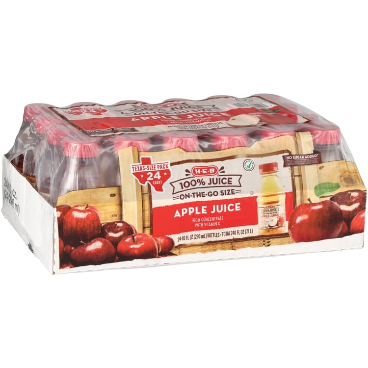 H-E-B 100% Apple Juice Bottles - Texas-Size