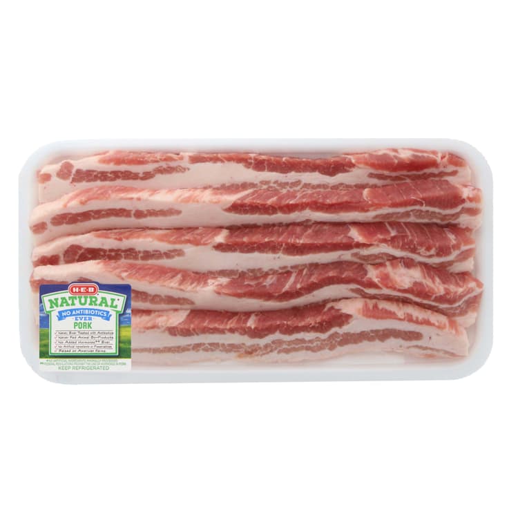 H-E-B Natural Pork Belly Sliced