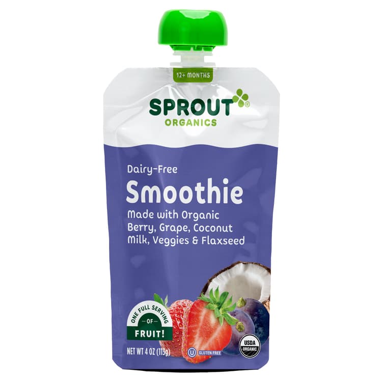 Sprout Organics Smoothie Pouch - Berry Grape Coconut Milk Veggies & Flaxseed