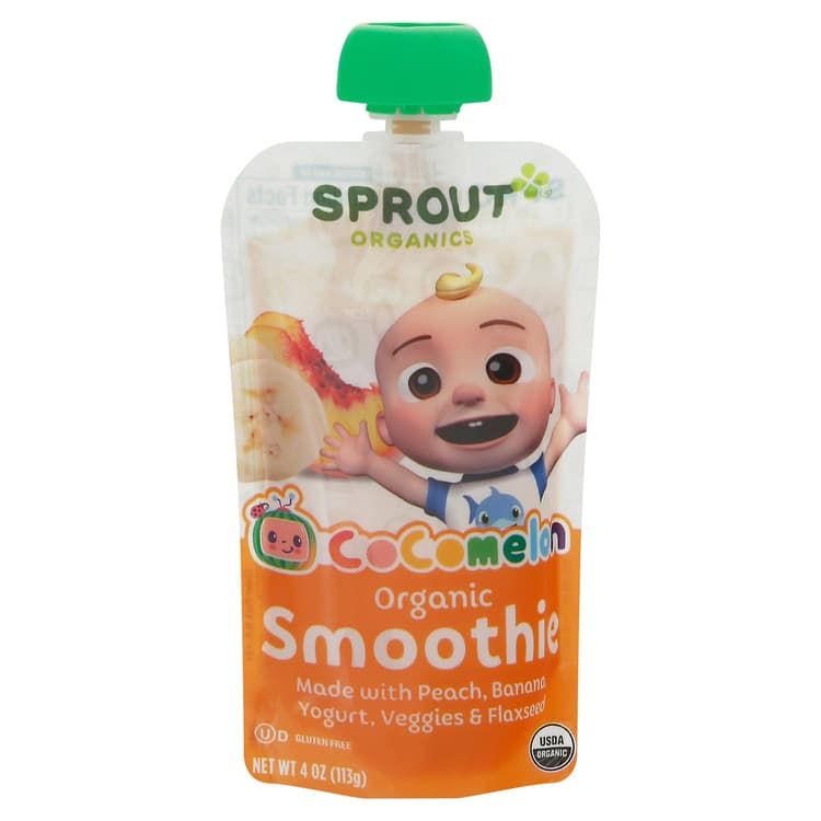 Sprout Organic Smoothie Peach Banana Yogurt Veggies & Flax Seed