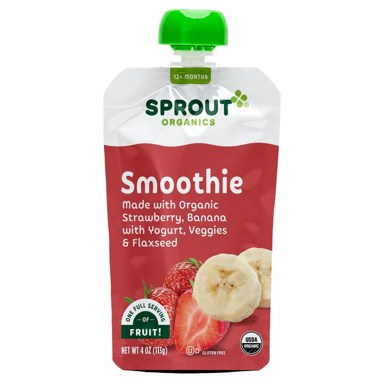 Sprout Organics Smoothie Pouch - Strawberry Banana Yogurt Veggies & Flaxseed