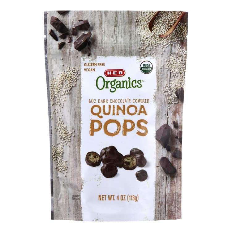 H-E-B Organics 60% Dark Chocolate Covered Quinoa Pops