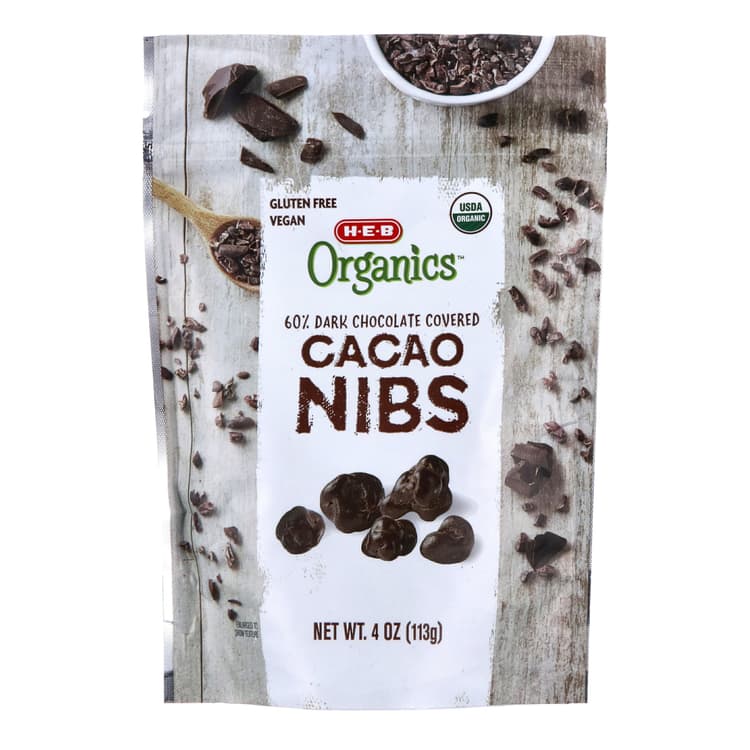 H-E-B Organics 60% Dark Chocolate Covered Cacao Nibs