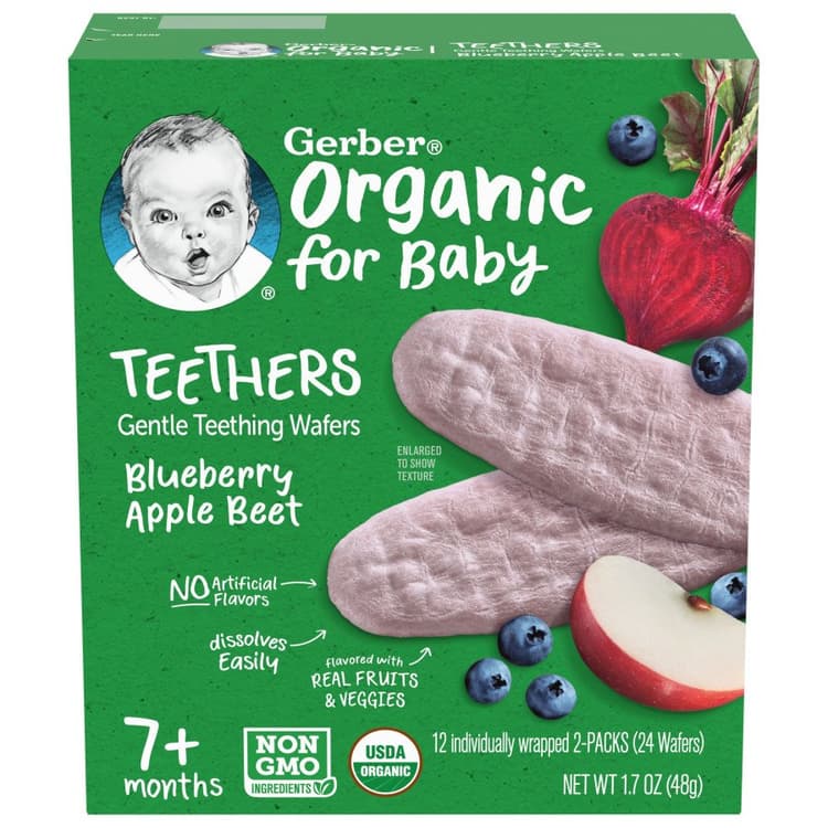 Gerber Teethers Teething Wafer Blueberry Apple Beet Organic