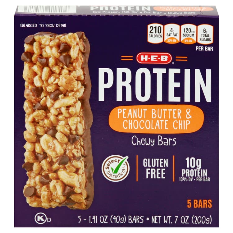 H-E-B Protein Chewy Bars - Peanut Butter Chocolate Chip