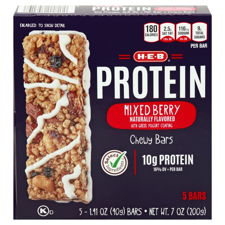 H-E-B Protein Chewy Bars - Mixed Berry