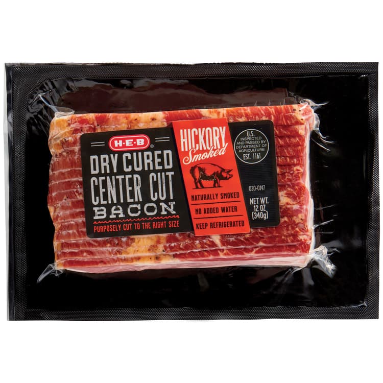 H-E-B Hickory Smoked Dry Cured Center Cut Bacon