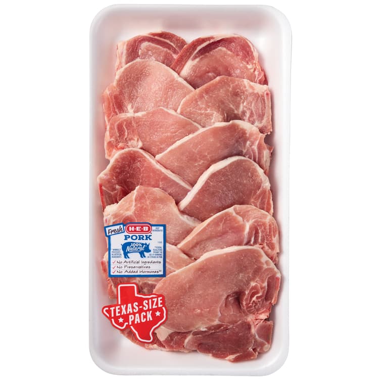 H-E-B Bone-In Center Loin Pork Chops - Texas-Size