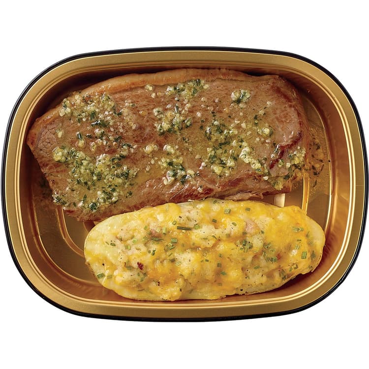 Meal Simple By H-E-B Beef Petite Sirloin Steak With Garlic Butter & Loaded Potato Boat