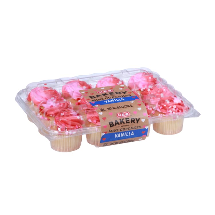 H-E-B Bakery Valentine'S Day Mini Cupcakes - Vanilla