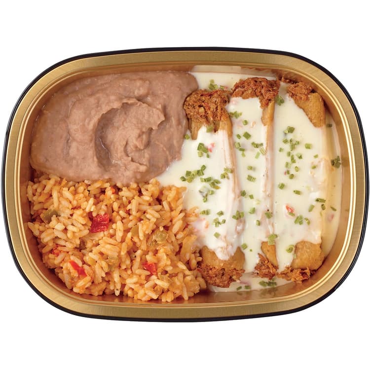 Meal Simple By H-E-B Queso Pork Tamales With Mexican Rice & Refried Beans