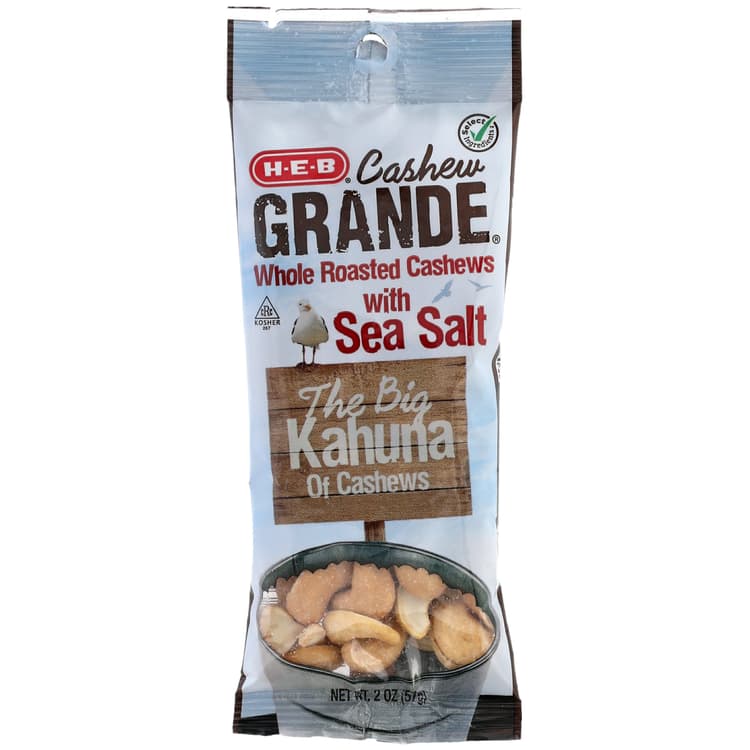 H-E-B Cashew Grande Roasted Whole Cashews With Sea Salt