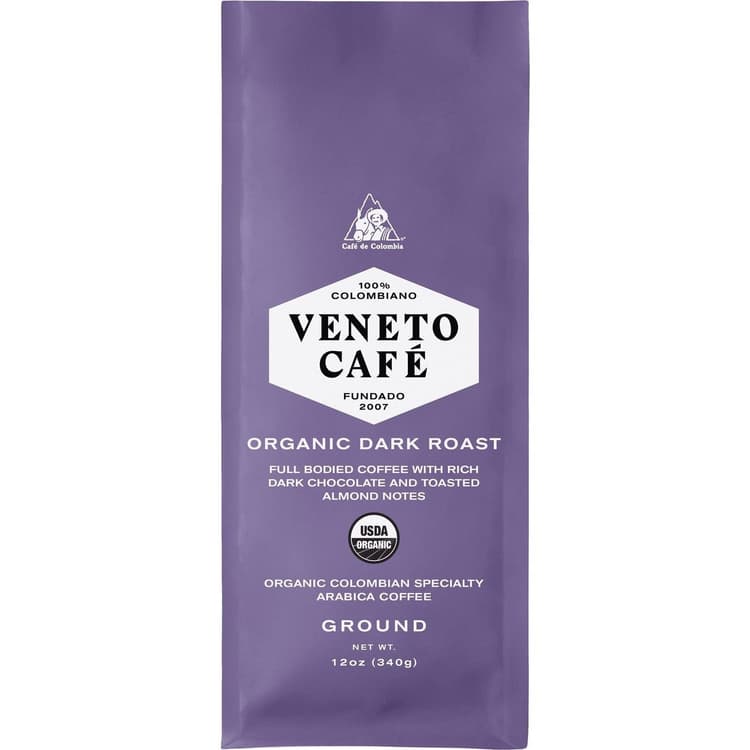 Veneto Cafe Organic 100% Colombian Dark Roast Ground Coffee