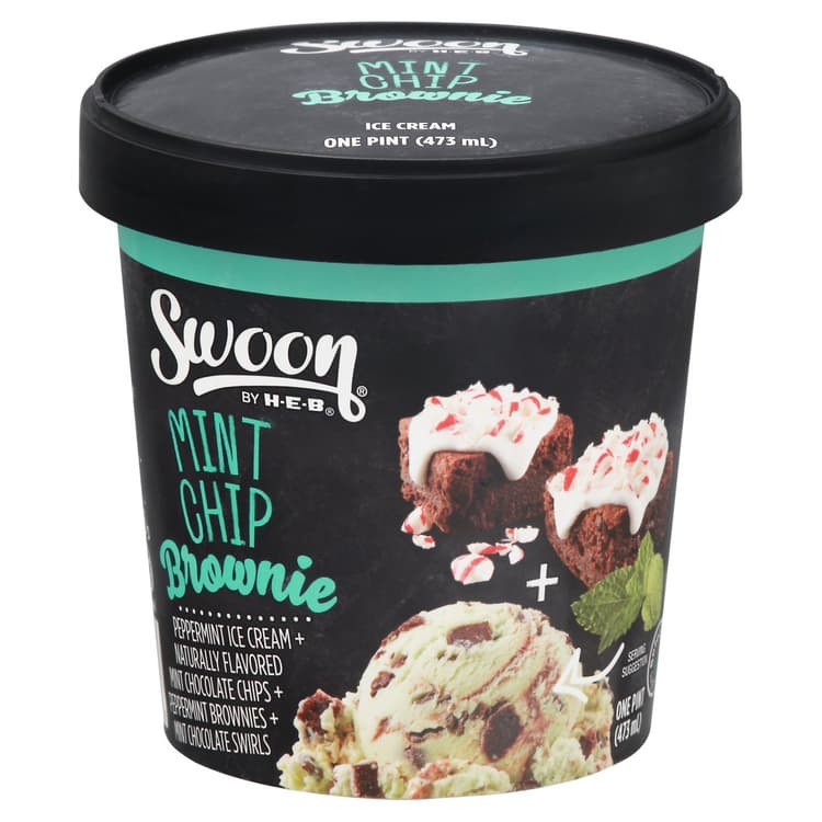 Swoon By H-E-B Mint Chip Brownie Ice Cream