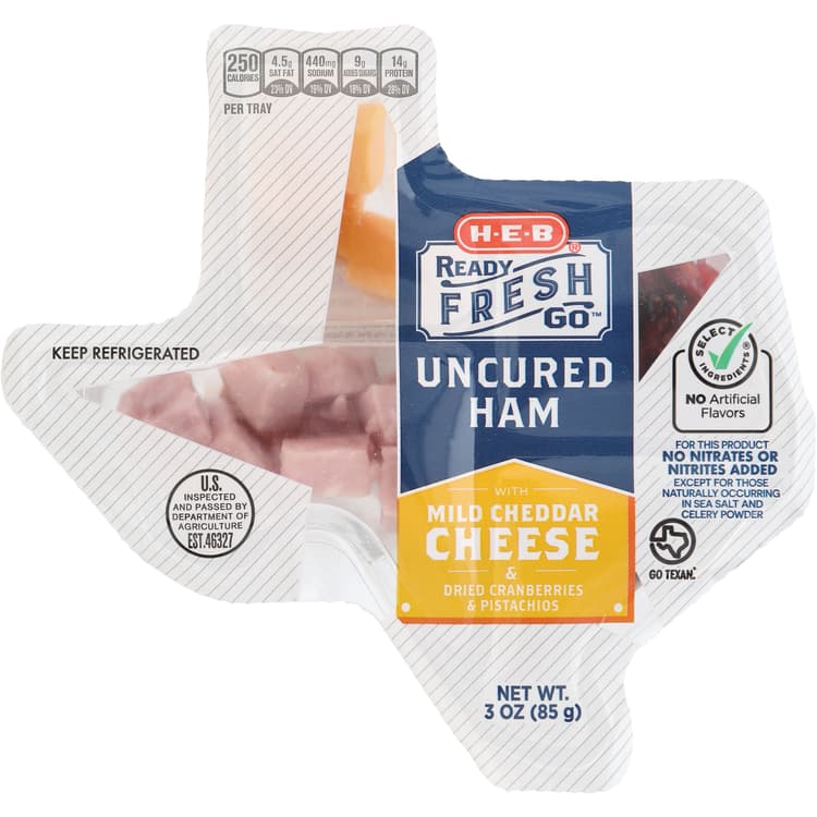 H-E-B Ready, Fresh, Go! Snack Tray - Uncured Ham & Mild Cheddar Cheese