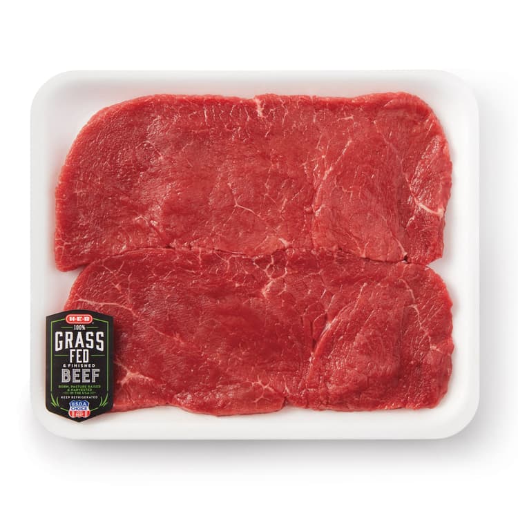 H-E-B Grass Fed & Finished Beef Top Round Steak, Thin Cut – Usda Choice