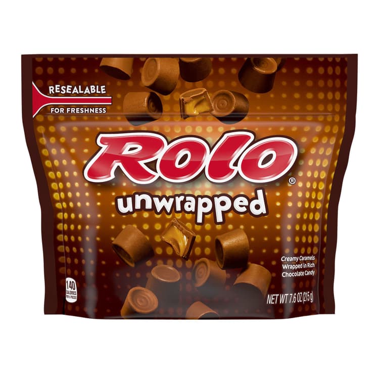 Rolo Unwrapped, Creamy Caramel Wrapped In Rich Chocolate Candy