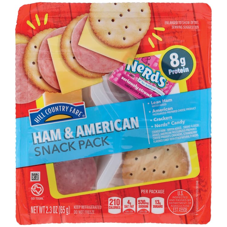 Hill Country Fare Snack Pack Tray - Ham & American With Crackers & Candy