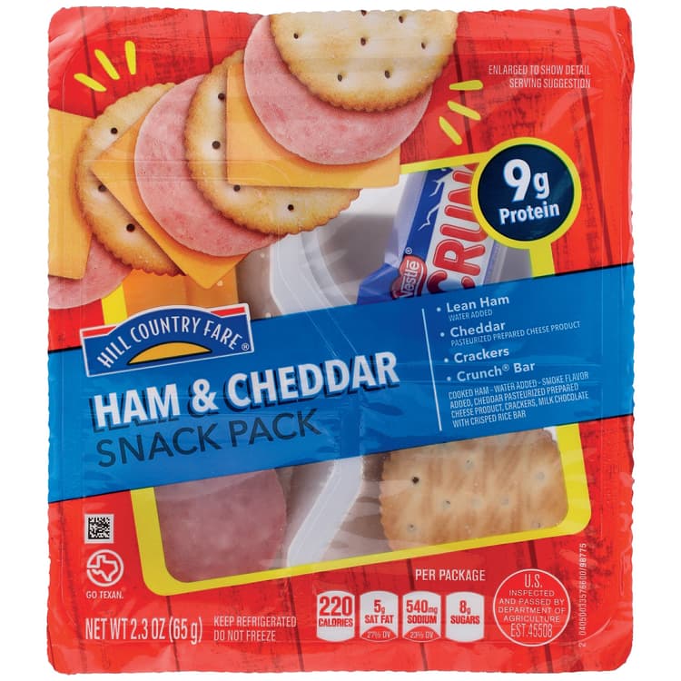 Hill Country Fare Snack Pack Tray - Ham & Cheddar With Crackers & Candy