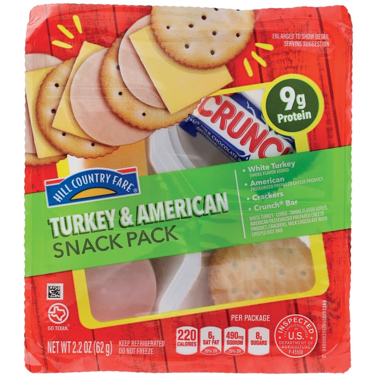 Hill Country Fare Snack Pack Tray - Turkey & American With Crackers & Candy
