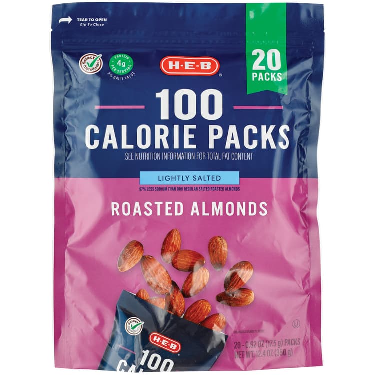 H-E-B Lightly Salted Roasted Almonds 100 Calorie Snack
