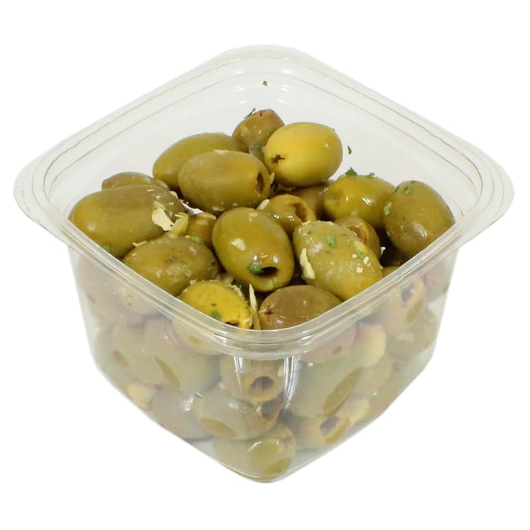 H-E-B Green Pitted Olives With Minced Garlic