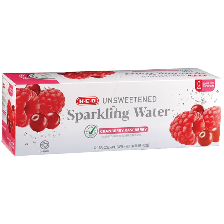H-E-B Unsweetened Cranberry Raspberry Sparkling Water