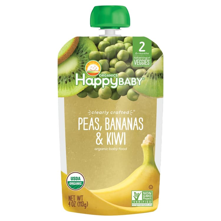 Happy Baby Organics Stage 2 Pouch - Peas Bananas & Kiwi