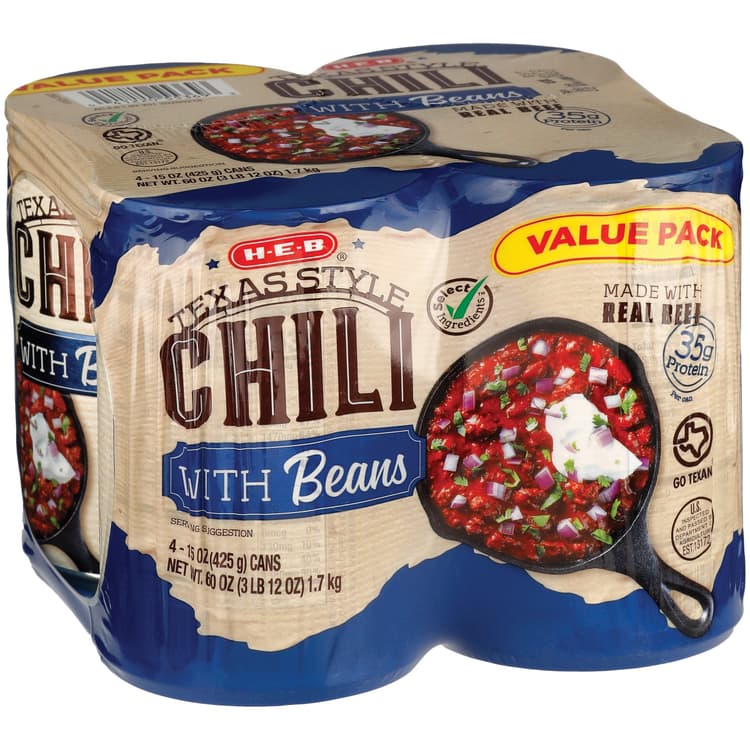 H-E-B Texas Style Chili With Beans - Value