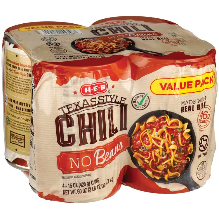H-E-B Texas Style Chili With No Beans - Value