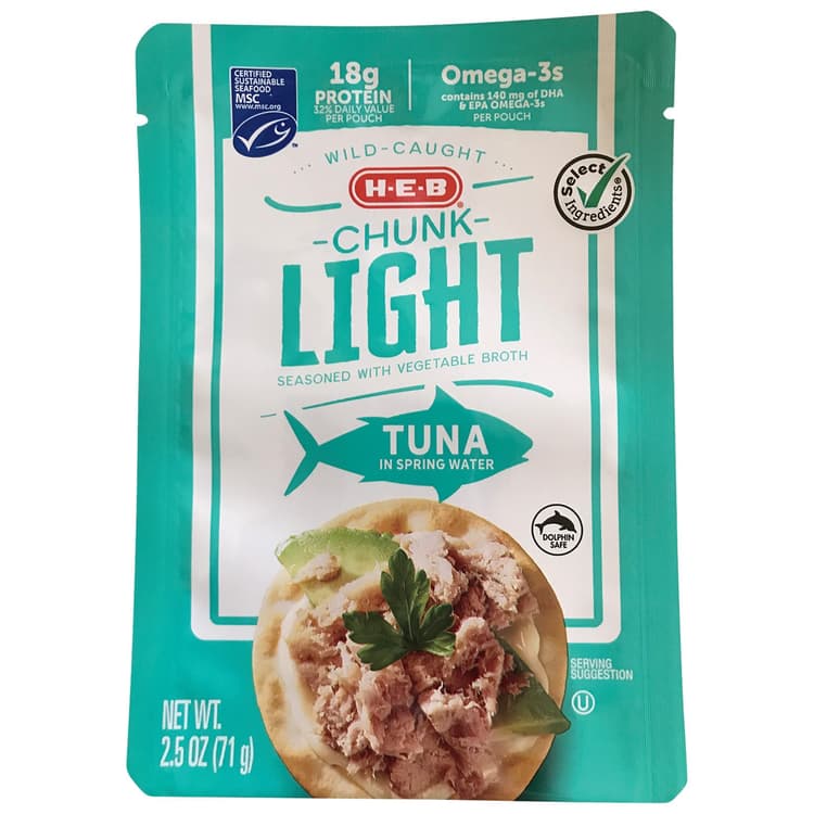 H-E-B Wild Caught Chunk Light Tuna In Spring Water Pouch