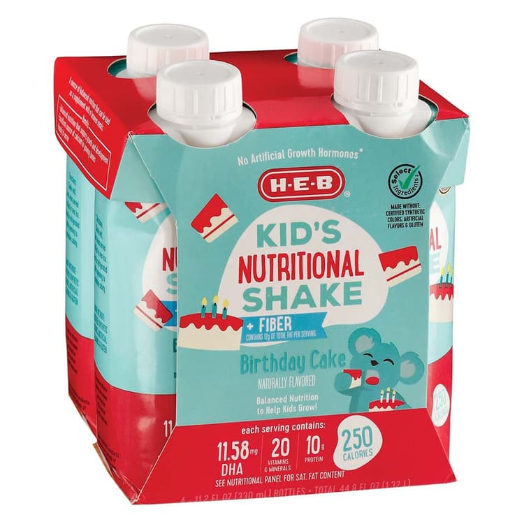 H-E-B Kid'S Nutritional Shake + Fiber - Birthday Cake